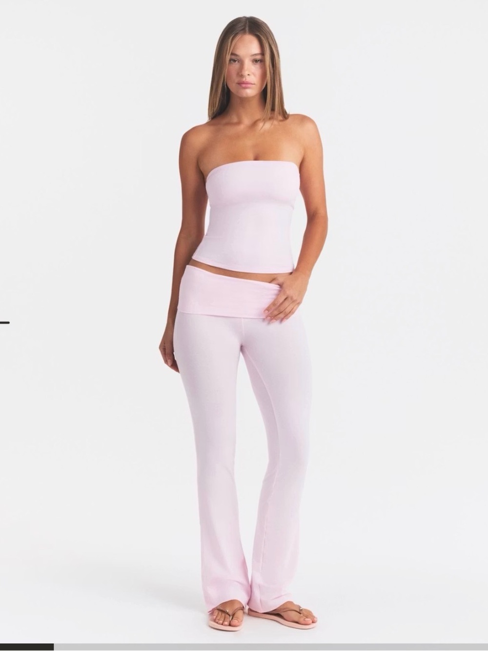 SKIMS COTTON JERSEY FOLDOVER PANT STYLE: AP-PNT-0715 SIZE: COLOR: CHERRY BLOSSOM